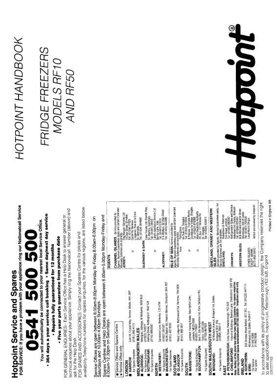 Mode d'emploi HOTPOINT-ARISTON HBRF50