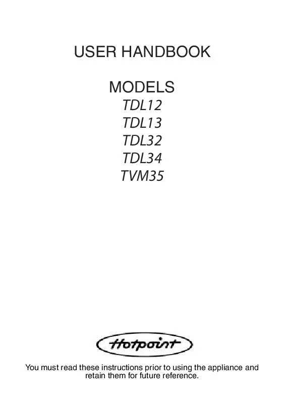 Mode d'emploi HOTPOINT-ARISTON HBTDL12