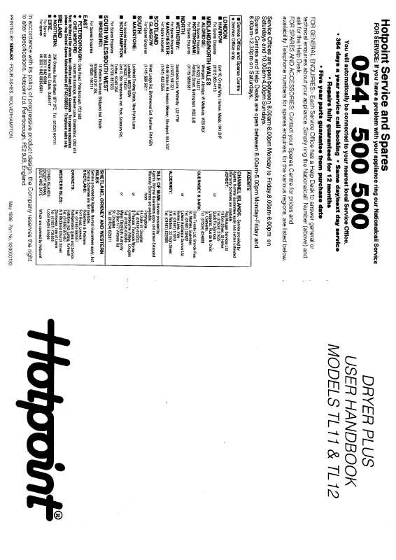 Mode d'emploi HOTPOINT-ARISTON HBTL11