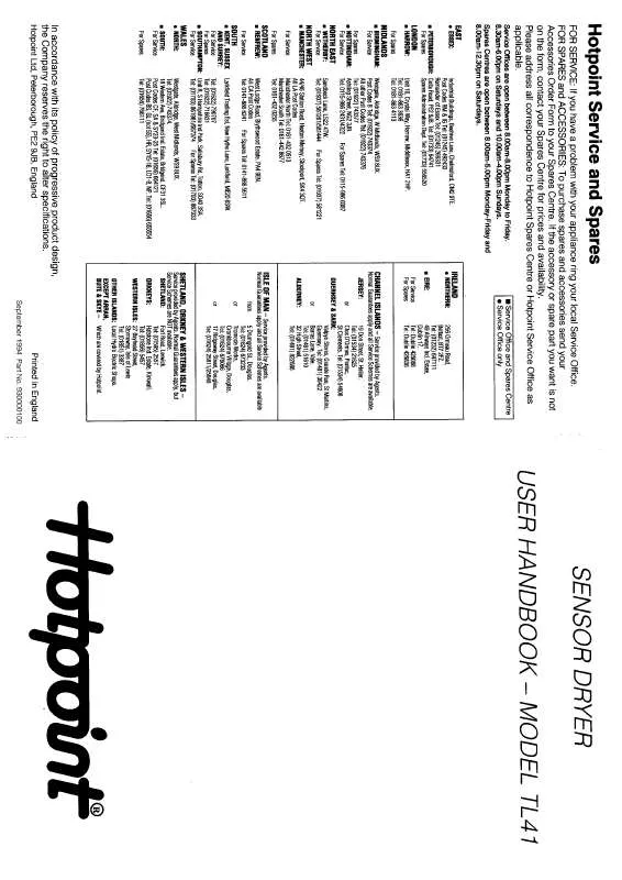 Mode d'emploi HOTPOINT-ARISTON HBTL41