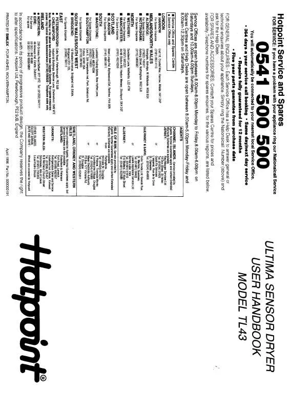 Mode d'emploi HOTPOINT-ARISTON HBTL43