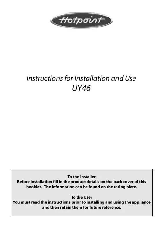 Mode d'emploi HOTPOINT-ARISTON HBUY46