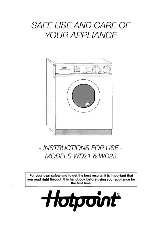 Mode d'emploi HOTPOINT-ARISTON HBWD31