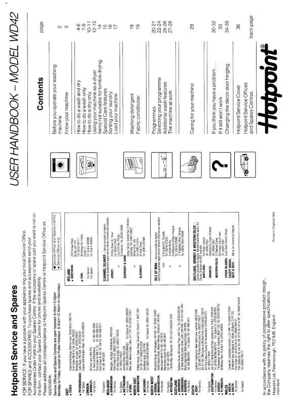 Mode d'emploi HOTPOINT-ARISTON HBWD42