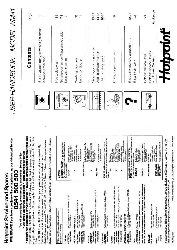 Mode d'emploi HOTPOINT-ARISTON HBWM41