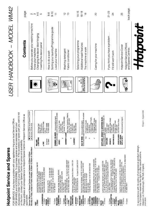 Mode d'emploi HOTPOINT-ARISTON HBWM42