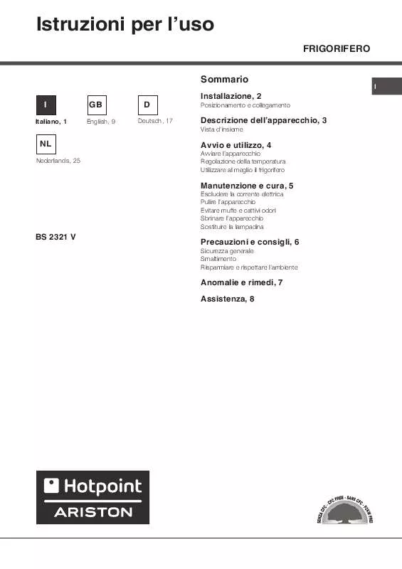 Mode d'emploi HOTPOINT BS 2321 V