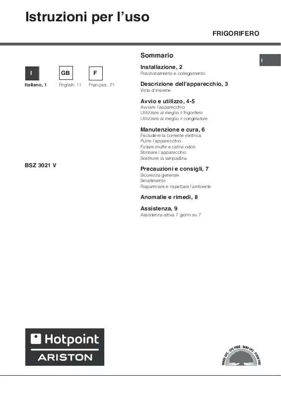 Mode d'emploi HOTPOINT BSZ 3021 V