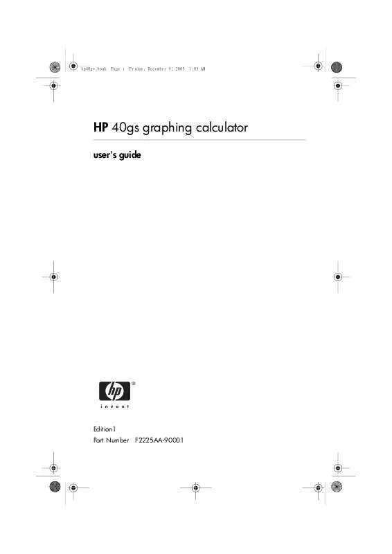 Mode d'emploi HP 40GS GRAPHING CALCULATOR