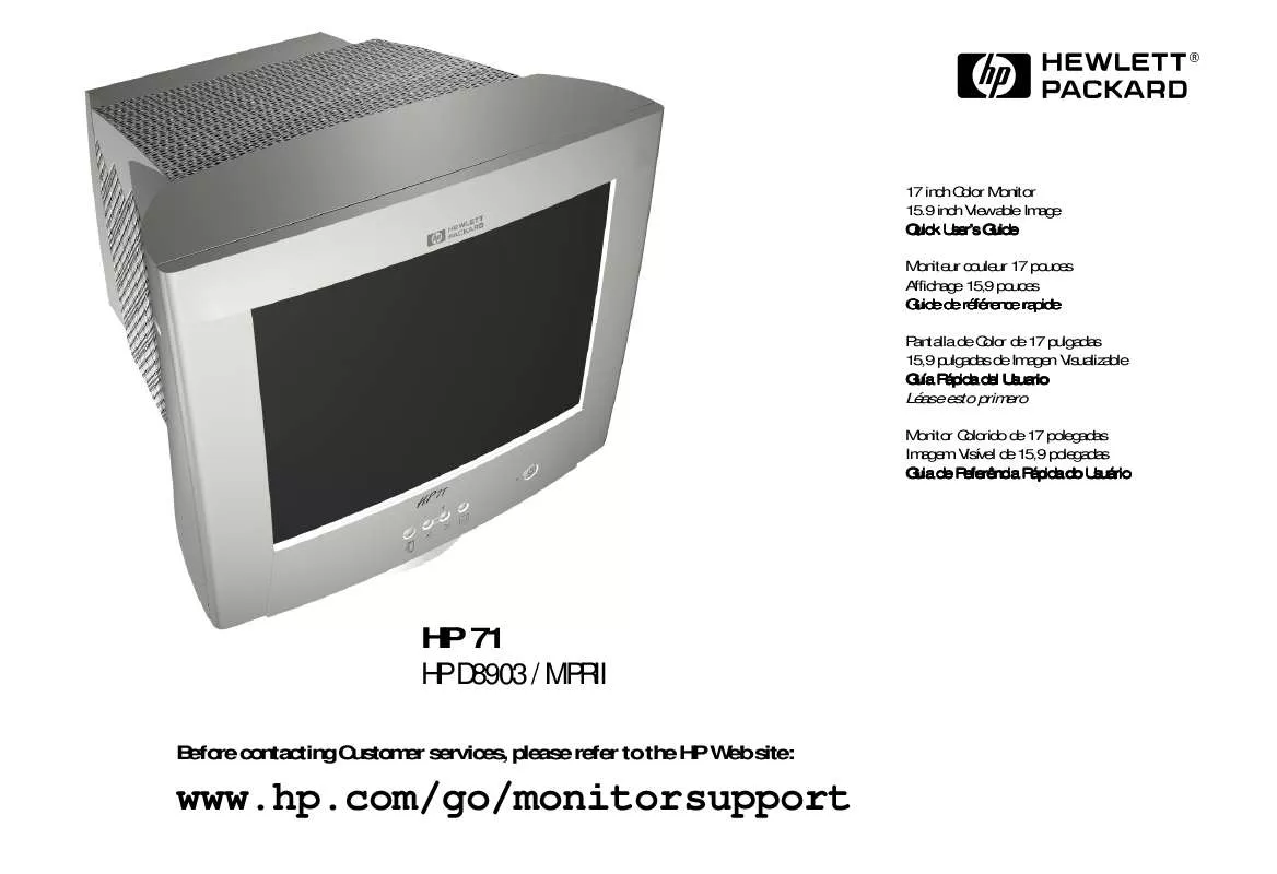 Mode d'emploi HP 71 FLAT 17 INCH SQUARE MONITOR