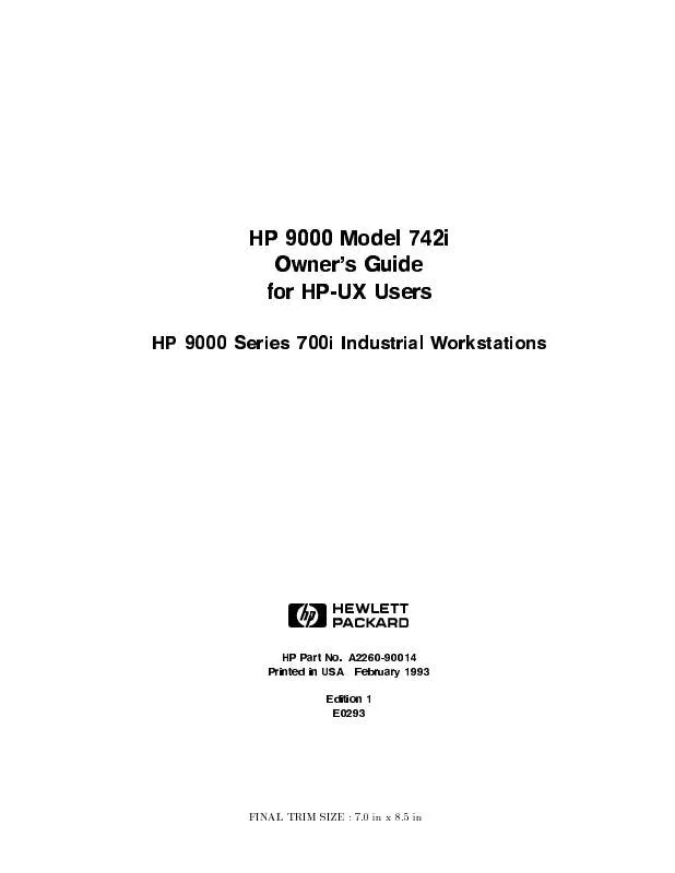 Mode d'emploi HP 9000 MODEL 743 WORKSTATION