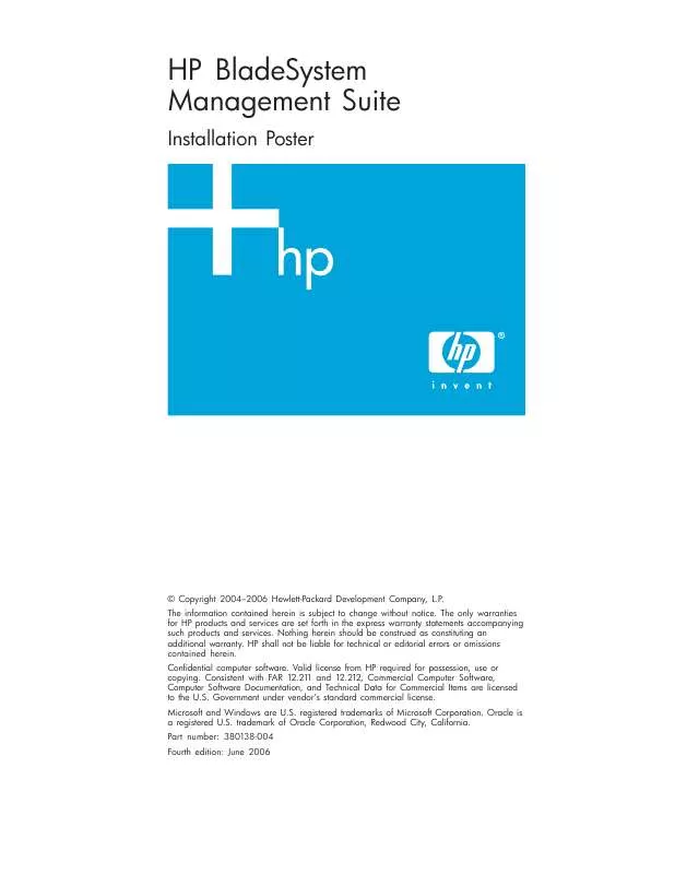 Mode d'emploi HP BLADESYSTEM MANAGEMENT SUITE