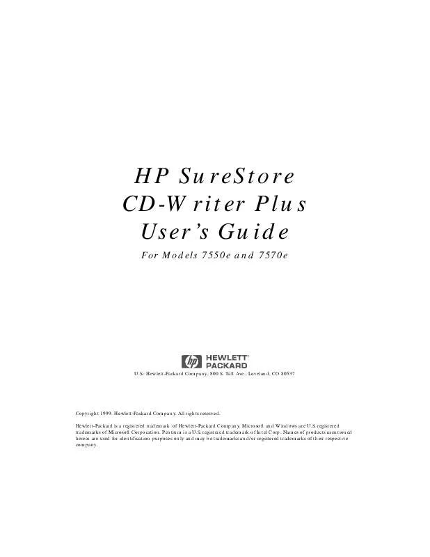 Mode d'emploi HP CD-WRITER 7500