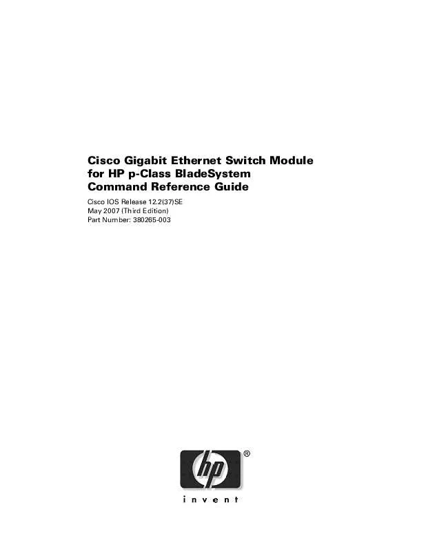 Mode d'emploi HP CISCO GIGABIT ETHERNET SWITCH FOR BL P-CLASS