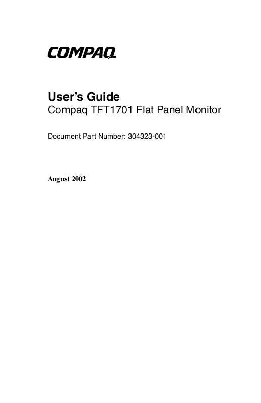 Mode d'emploi HP COMPAQ FLAT PANEL TFT1701