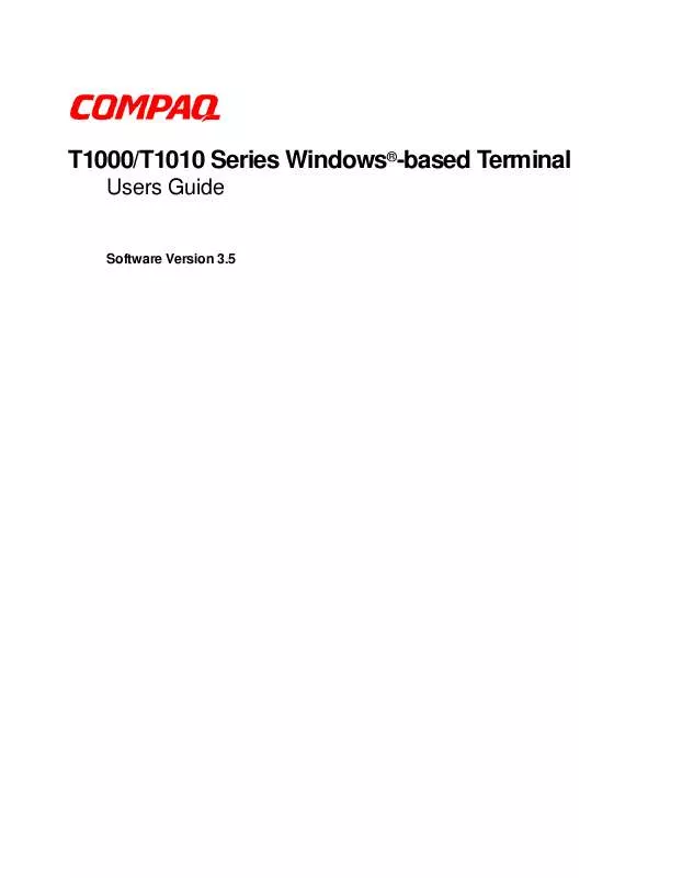 Mode d'emploi HP COMPAQ T1000 TERMINAL PC