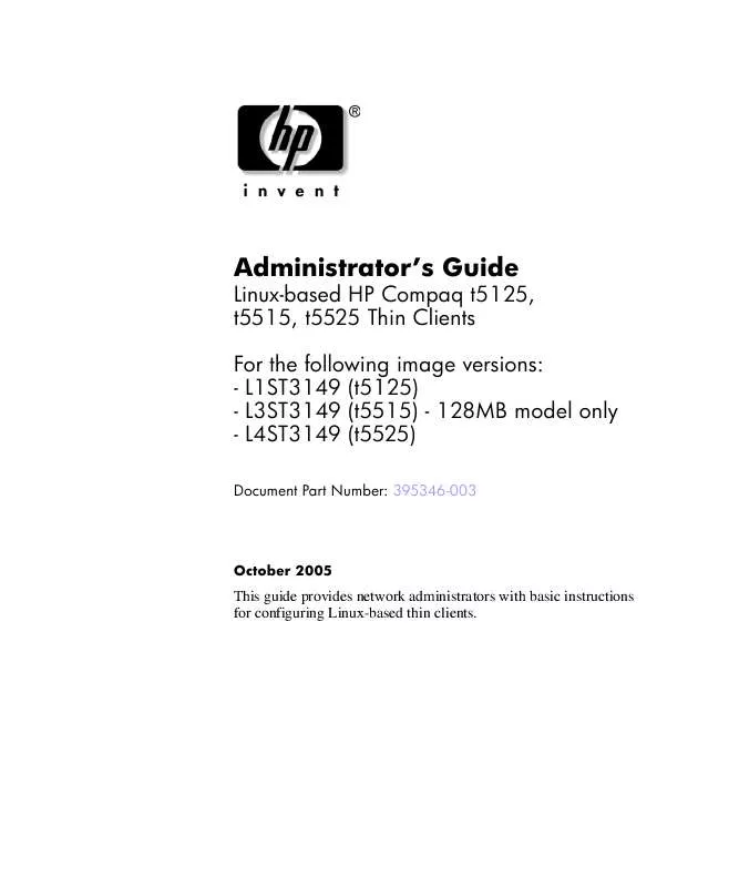 Mode d'emploi HP COMPAQ T5515 THIN CLIENT