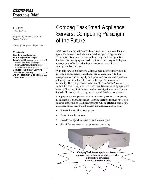 Mode d'emploi HP COMPAQ TASKSMART INTERNET CACHING SERVER