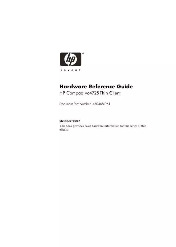 Mode d'emploi HP COMPAQ VC4725 THIN CLIENT