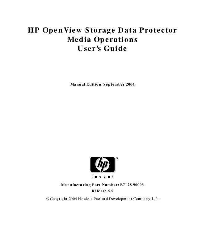 Mode d'emploi HP DATA PROTECTOR V5.5 SOFTWARE