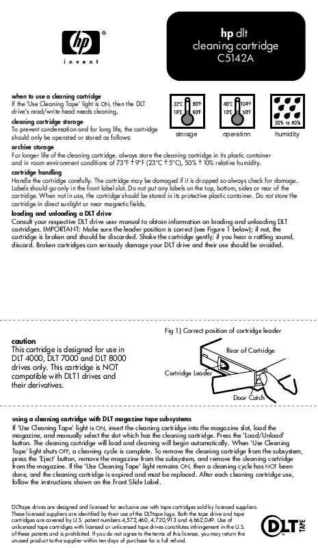 Mode d'emploi HP DLT CLEANING CARTRIDGES