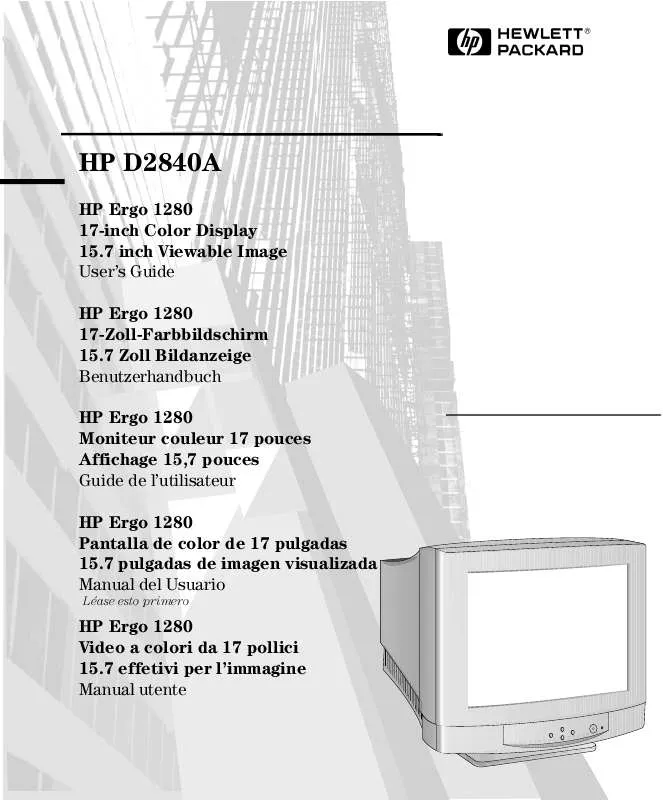 Mode d'emploi HP ERGO 1280 17 INCH COLOR DISPLAY