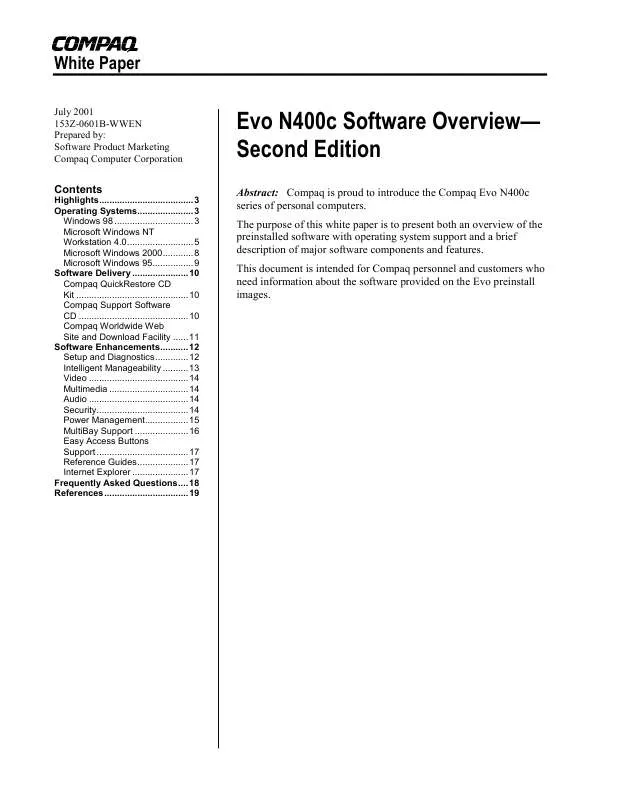 Mode d'emploi HP EVO N400C