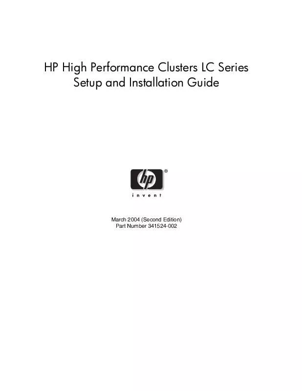 Mode d'emploi HP HIGH PERFORMANCE LC CLUSTER