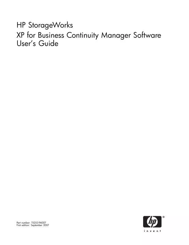 Mode d'emploi HP HITACHI BUSINESS CONTINUITY MANAGER SOFTWARE