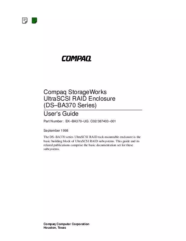 Mode d'emploi HP hsg array controller