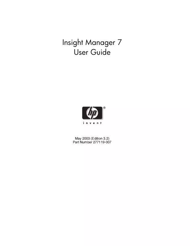 Mode d'emploi HP INSIGHT MANAGER 7 SOFTWARE