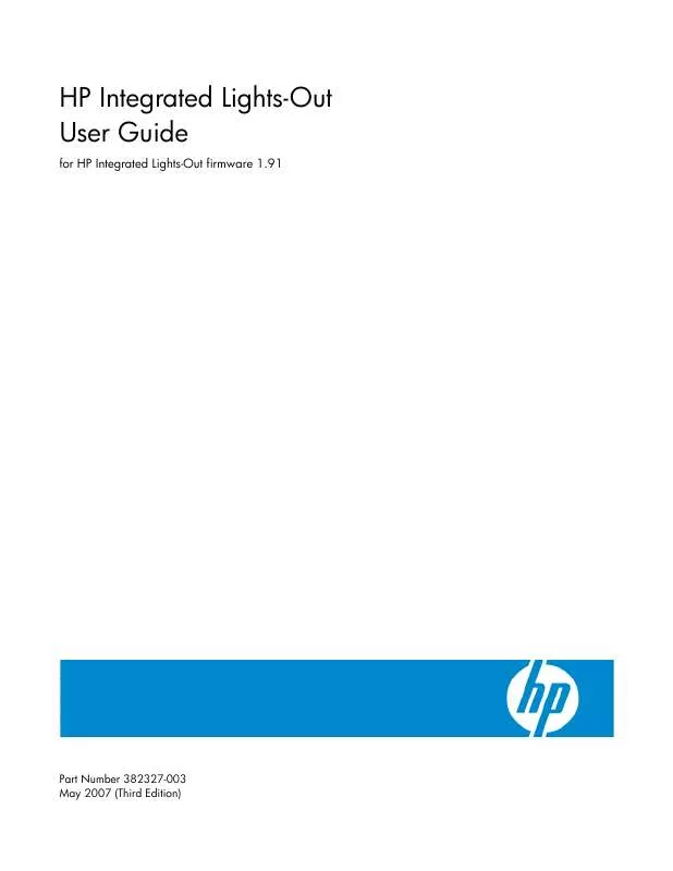 Mode d'emploi HP INTEGRATED LIGHTS-OUT (ILO) STANDARD FIRMWARE