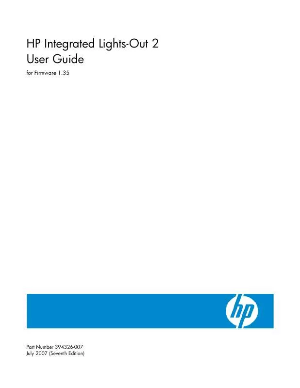 Mode d'emploi HP INTEGRATED LIGHTS-OUT 2 (ILO 2) STANDARD FIRMWARE