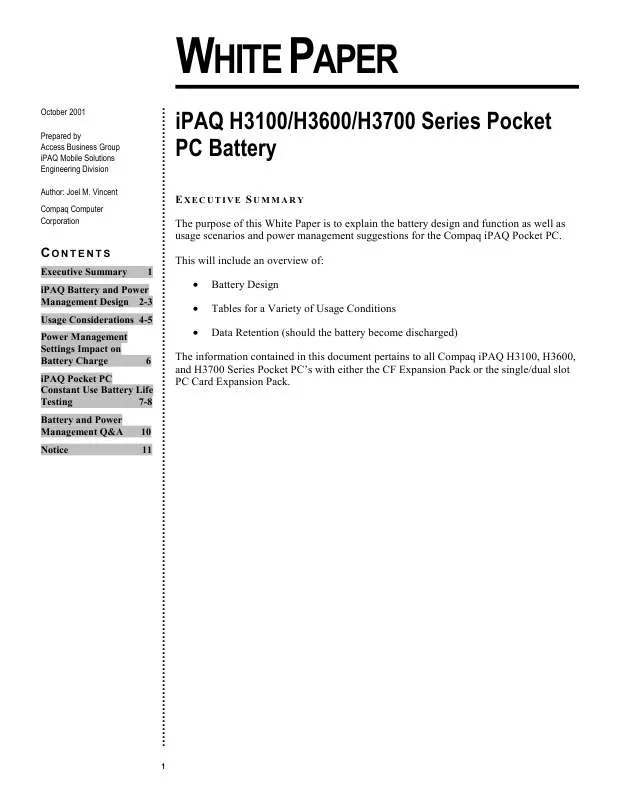 Mode d'emploi HP IPAQ H3100