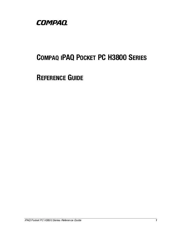 Mode d'emploi HP IPAQ H3800