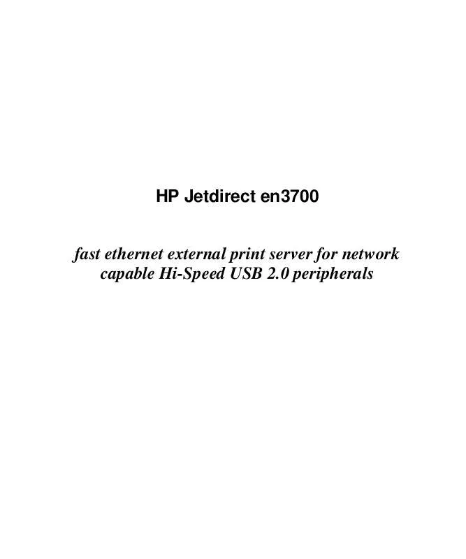 Mode d'emploi HP JETDIRECT EN3700 FAST ETHERNET PRINT SERVER