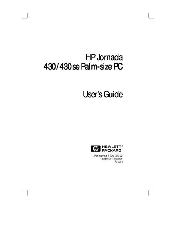 Mode d'emploi HP JORNADA 430/430SE PALM-SIZE PC