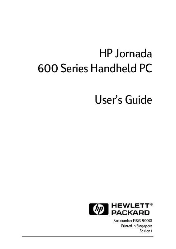 Mode d'emploi HP JORNADA 600 HANDHELD PC