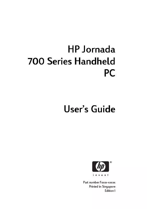 Mode d'emploi HP JORNADA 700 HANDHELD PC