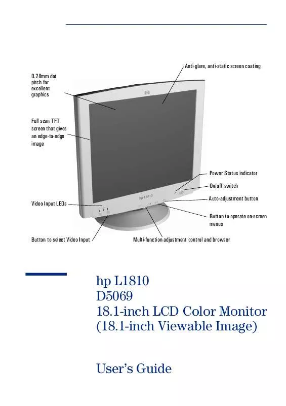 Mode d'emploi HP L1810 18 INCH LCD MONITOR