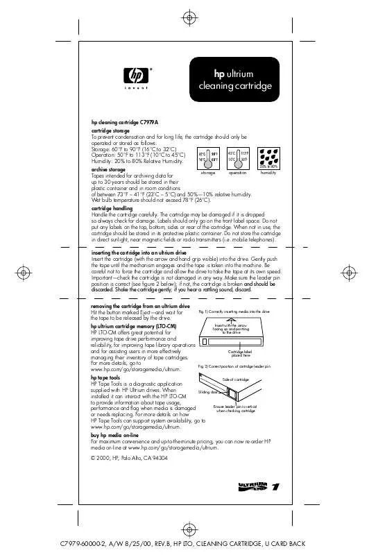 Mode d'emploi HP LTO ULTRIUM CLEANING CARTRIDGES