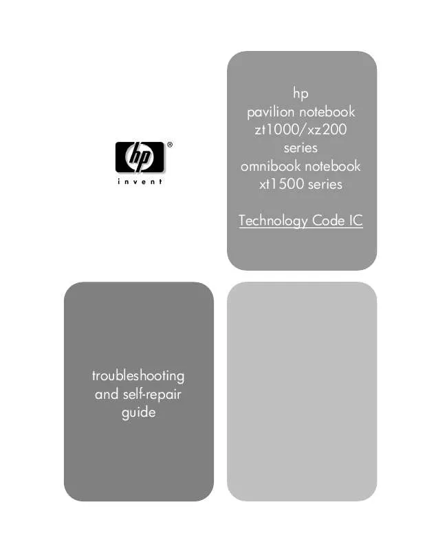 Mode d'emploi HP OMNIBOOK XT1500-IC