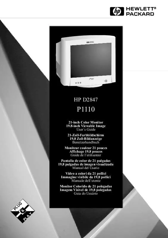 Mode d'emploi HP P1110 21-INCH FLAT TRINITRON MONITOR