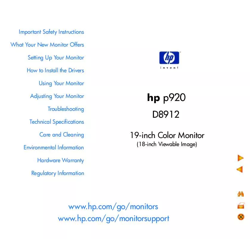 Mode d'emploi HP P920 19 INCH CRT