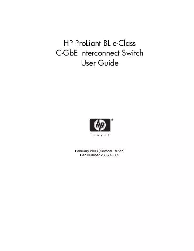 Mode d'emploi HP PROLIANT BL E-CLASS GBE INTERCONNECT SWITCHES