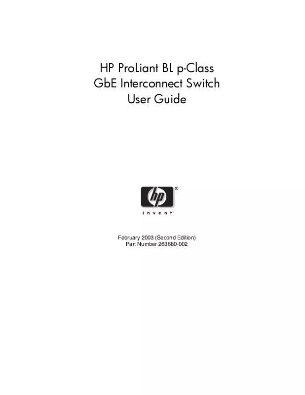 Mode d'emploi HP PROLIANT BL P-CLASS GBE INTERCONNECT SWITCHES