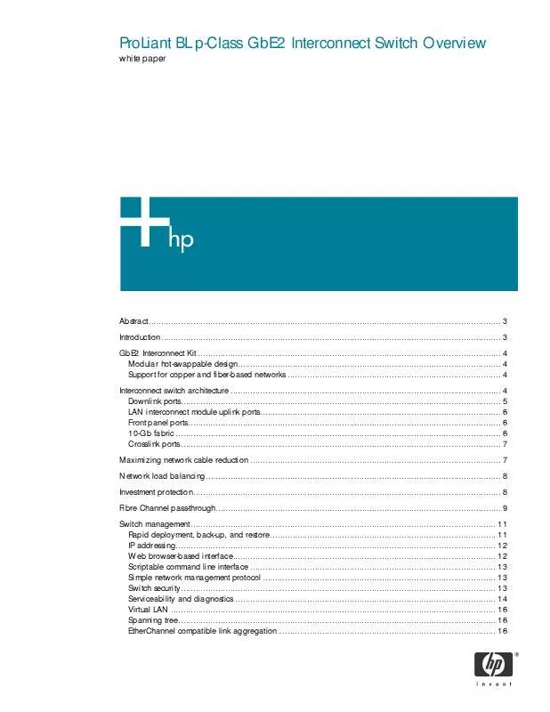 Mode d'emploi HP PROLIANT BL P-CLASS GBE2 INTERCONNECT SWITCHES