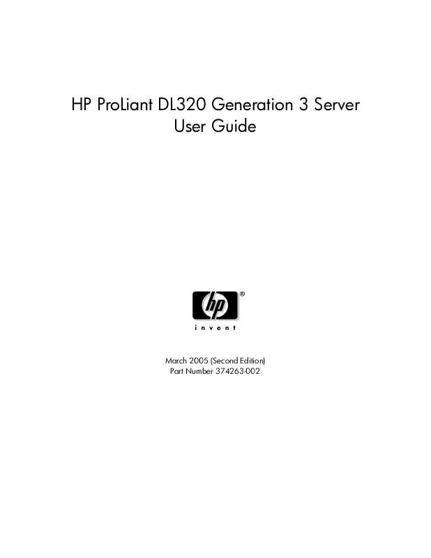 Mode d'emploi HP PROLIANT DL320 G3 SERVER