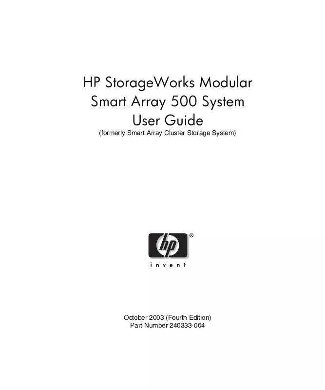 Mode d'emploi HP proliant dl380 g3 packaged cluster with msa500