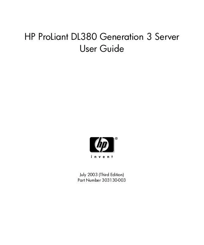 Mode d'emploi HP PROLIANT DL380 G3 SERVER